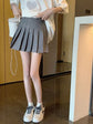 Solid Pleated High Waist Mini Skirt