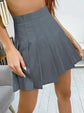 Solid Pleated High Waist Mini Skirt