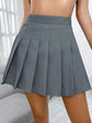 Solid Pleated High Waist Mini Skirt