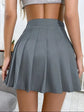 Solid Pleated High Waist Mini Skirt