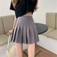 Solid Pleated High Waist Mini Skirt