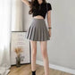 Solid Pleated High Waist Mini Skirt