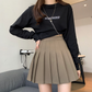 Solid Pleated High Waist Mini Skirt