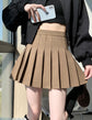 Solid Pleated High Waist Mini Skirt, Brown