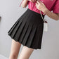 Solid Pleated High Waist Mini Skirt