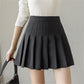 Solid Pleated High Waist Mini Skirt