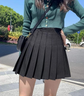 Solid Pleated High Waist Mini Skirt