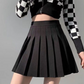 Solid Pleated High Waist Mini Skirt