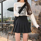 Solid Pleated High Waist Mini Skirt