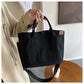 Black Canvas Tote Bag, Multi Pockets Shoulder Bag