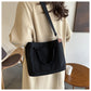 Black Canvas Tote Bag, Multi Pockets Shoulder Bag