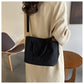 Black Canvas Tote Bag, Multi Pockets Shoulder Bag