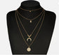 Multilayer Moon Pendant Necklace Chain