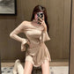 Shoulder Bell Bottom Long Sleeve Dress