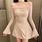 Shoulder Bell Bottom Long Sleeve Dress