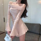 Shoulder Bell Bottom Long Sleeve Dress