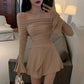 Shoulder Bell Bottom Long Sleeve Dress