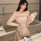 Shoulder Bell Bottom Long Sleeve Dress