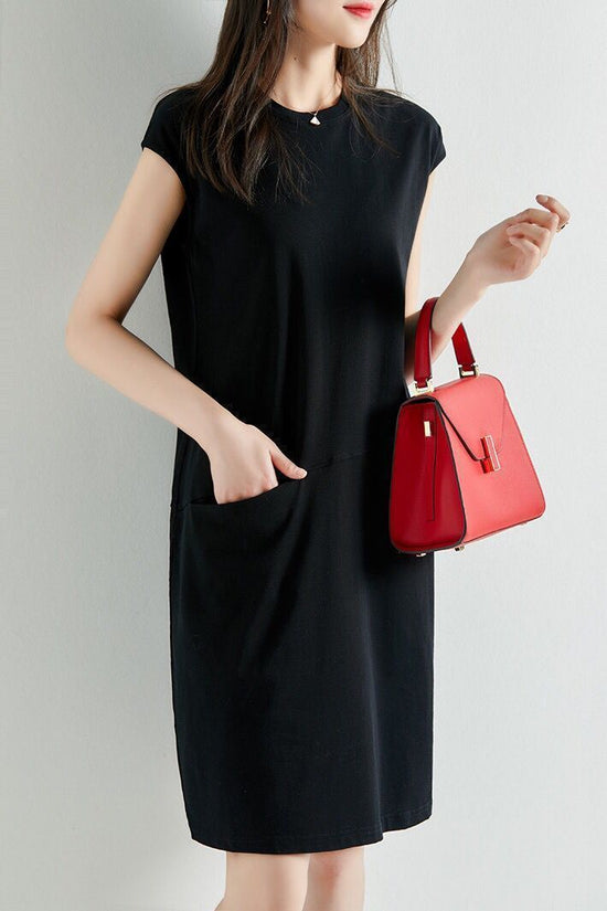 Women Loose Straight Short Sleeve Dress