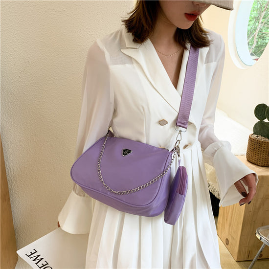 Trendy Solid Color Shoulder Bag 2N1