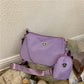 Trendy Solid Color Shoulder Bag 2N1