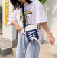 Blue Canvas Sneaker Shaped Crossbody Bag