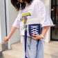 Blue Canvas Sneaker Shaped Crossbody Bag