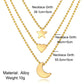 Star Moon & Love Pendant Multilayer Bead Necklace