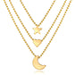 Star Moon & Love Pendant Multilayer Bead Necklace