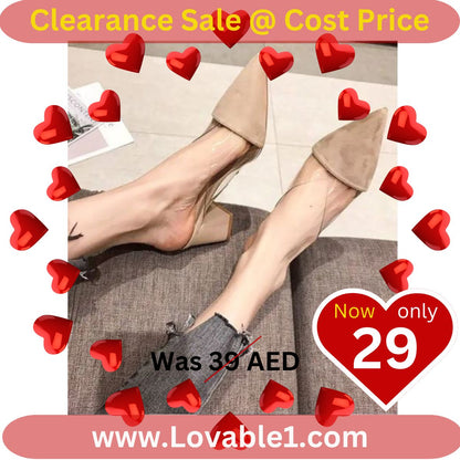 Square Heel Slippers, Pointy Toe Summer Shoes ( on Clearance )