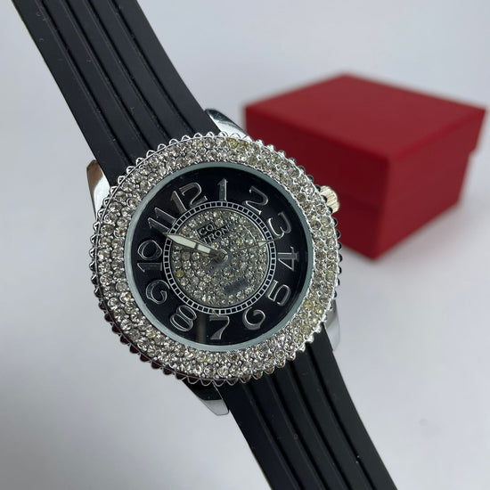 Citron  Circle Crystal Black Dial Ladies Wrist Watch