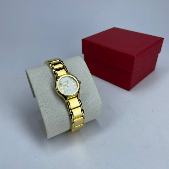 Omax white dial Gold Plated stainless steel Watch for Woman