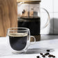 2 piece Set Double Walled Glass Coffee Mugs with Handle