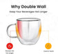 2 piece Set Double Walled Glass Coffee Mugs with Handle