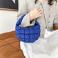 Blue Pleated Plaid Underarm Bag