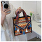 Ethnic Style Fringe Handbag, Bohemian Tassel Tote Bag, Geometric Pattern Shoulder Bag