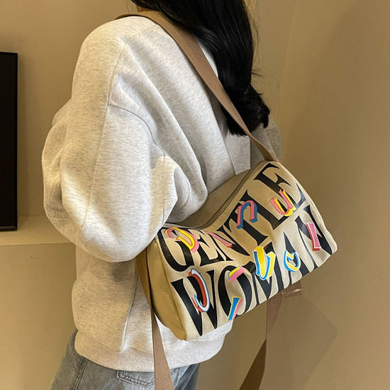 Printed Letters Boston Canvas Bag