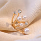 Diamond Geometric Exaggerated Malaking Pearl Irregular Opening Ring index Finger Ring