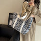 Black New Printed Casual Large Capacity Tote Shoulder Bag