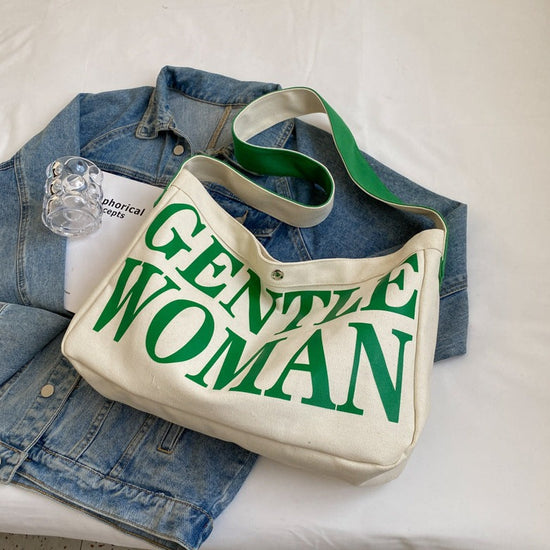 Printed Large Canvas Tote Bag with Zipper Closure