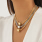 Two Tone Exaggerated Multi-layer Chain Necklace Stackable Punk Style Neck Jewelry