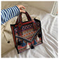 Ethnic Style Fringe Handbag, Bohemian Tassel Tote Bag, Geometric Pattern Shoulder Bag