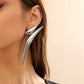 Silver Exaggerated Geometric Triangular Bent Tube Earrings