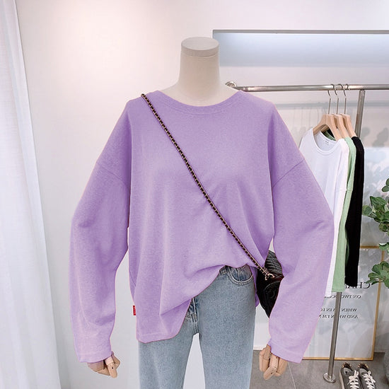 Solid Light Purple Simple Loose fit Tshirt Unisex