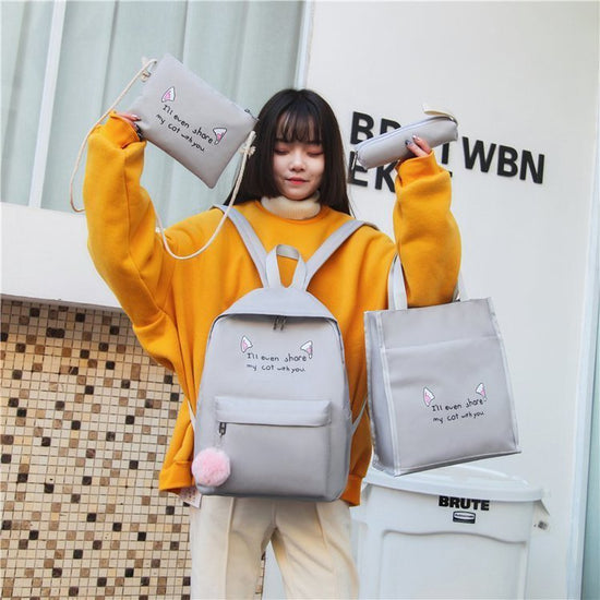 School Student four-piece Schoolbag Casual Backpack Travel Backpack