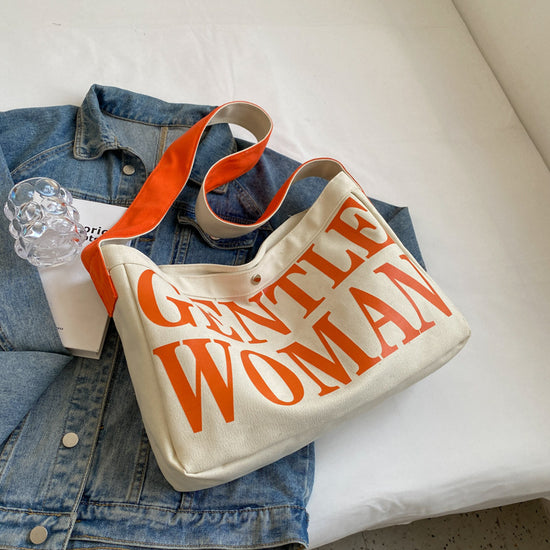 Printed Large Canvas Tote Bag with Zipper Closure