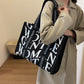 Black Big Print Elegant Large Capacity Tote Canvas Bag