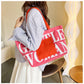 Large Capacity Canvas Shoulder Bag Rose Red