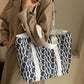 Black New Printed Casual Large Capacity Tote Shoulder Bag