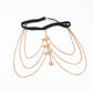 Gold Leg Chain Exaggerated Sexy, Lace elastic rope butterfly